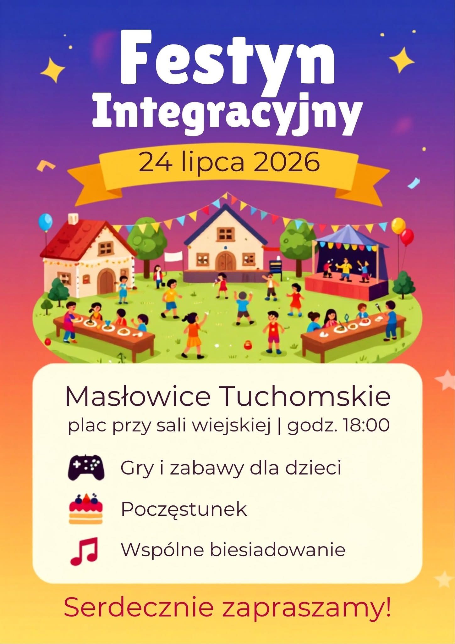 Plakat Festyn w&nbsp;Masłowicach Tuchomskich