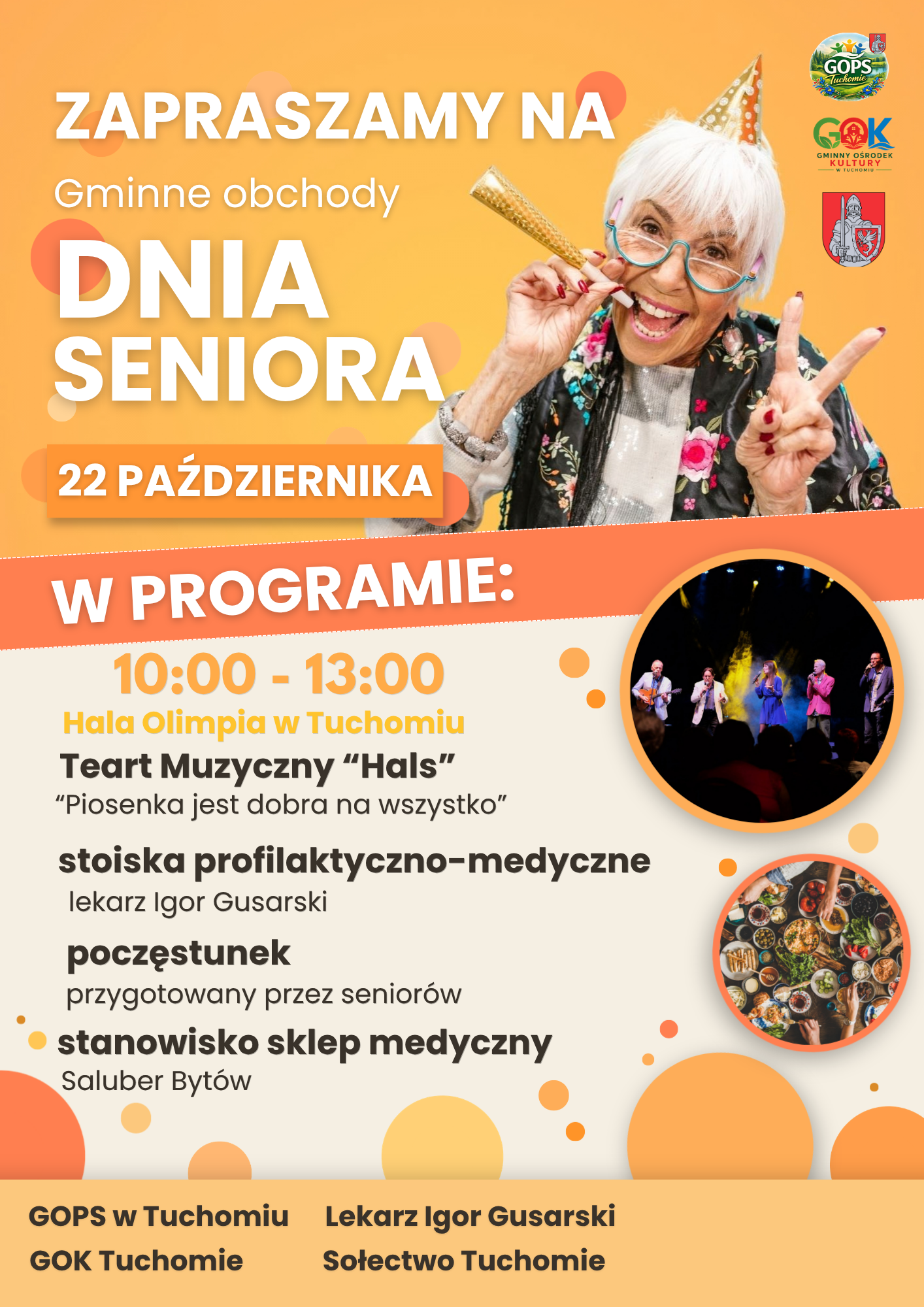 Zaproszenie + program Dnia Seniora 22.10.2026 r. w&nbsp;Gminnym Ośrodku Kultury w&nbsp;Tuchomiu